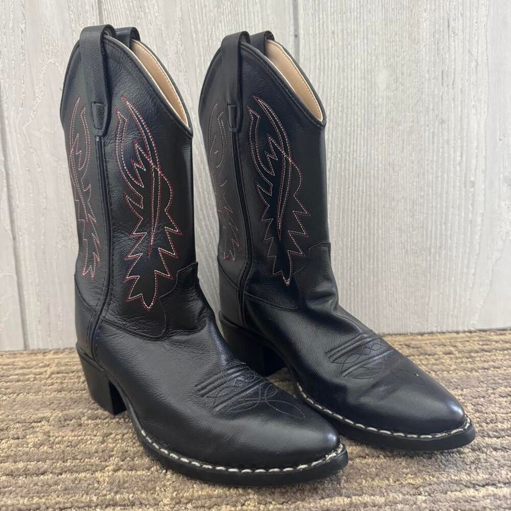 Kids Cowboy boots, black boots, Old West 8110 Size 2.5